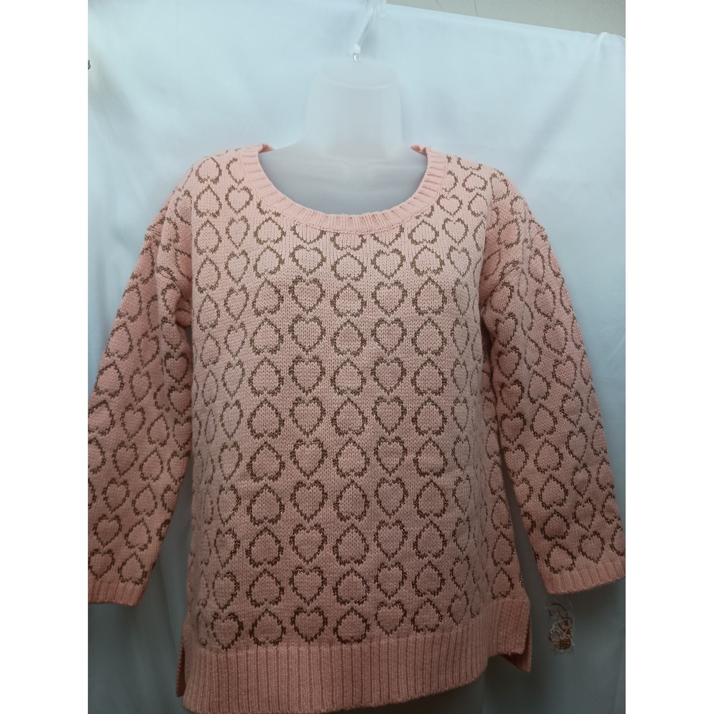light pink heart pullover M sweatshirt feminine dainty coquette fall New
